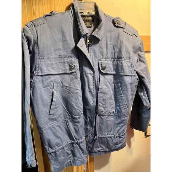 Nordstrom Women’s M VTG Jacket Point Of View Blue Bomber Safari Canvas LS Pocket - Picture 6 of 11